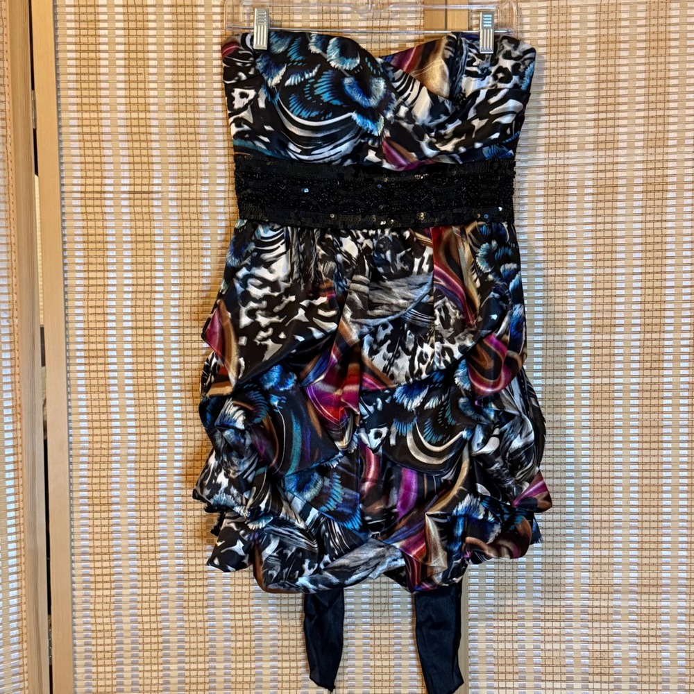 Speeckless Womens Abstract Butterfly Animal Print Strapless Bubble Dress Size 11
